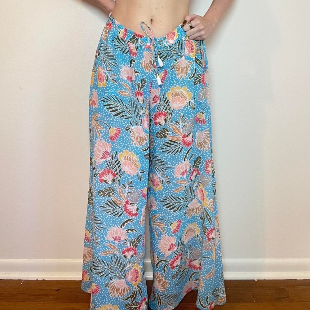Blue and Pink Floral Pants